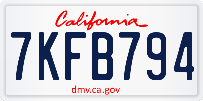 CA license plate 7KFB794