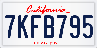 CA license plate 7KFB795