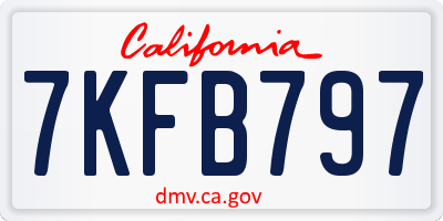 CA license plate 7KFB797