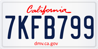 CA license plate 7KFB799