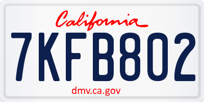 CA license plate 7KFB802