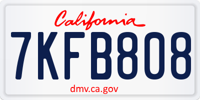 CA license plate 7KFB808