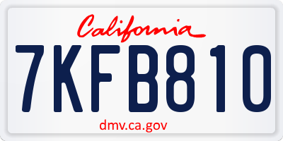 CA license plate 7KFB810