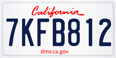 CA license plate 7KFB812