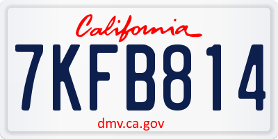 CA license plate 7KFB814