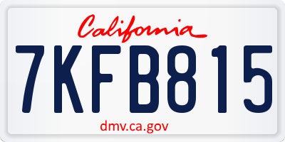 CA license plate 7KFB815