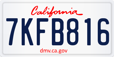 CA license plate 7KFB816