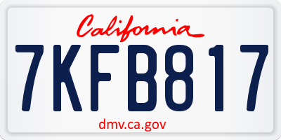 CA license plate 7KFB817