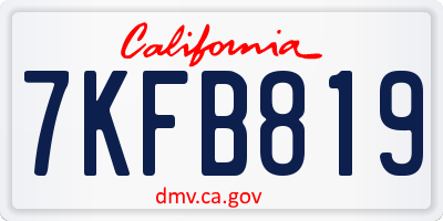 CA license plate 7KFB819