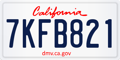 CA license plate 7KFB821