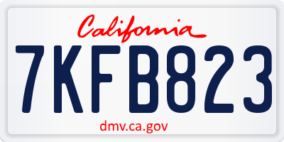 CA license plate 7KFB823