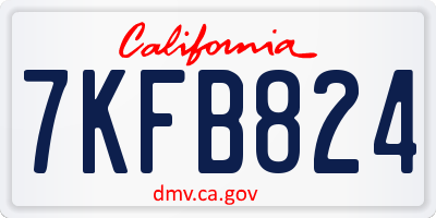 CA license plate 7KFB824