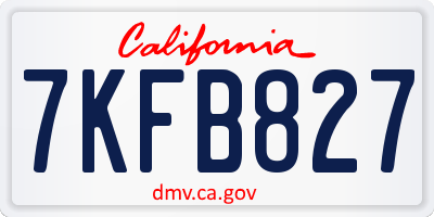 CA license plate 7KFB827