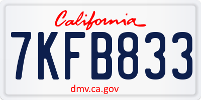 CA license plate 7KFB833