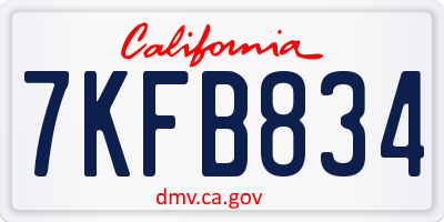 CA license plate 7KFB834