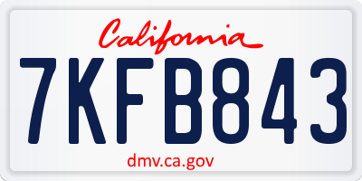 CA license plate 7KFB843