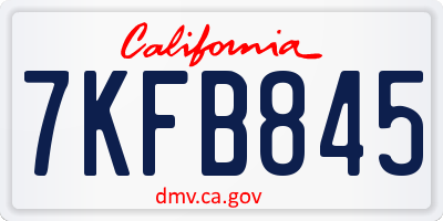 CA license plate 7KFB845