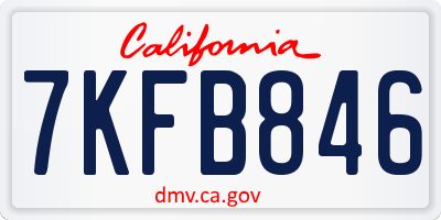 CA license plate 7KFB846