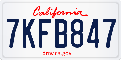 CA license plate 7KFB847