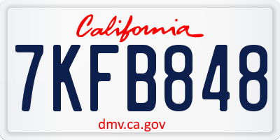 CA license plate 7KFB848