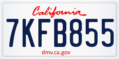 CA license plate 7KFB855