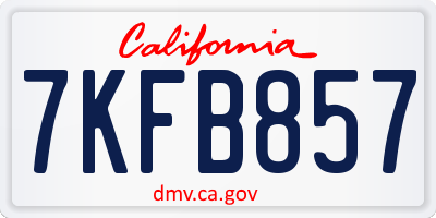 CA license plate 7KFB857