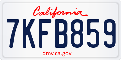 CA license plate 7KFB859