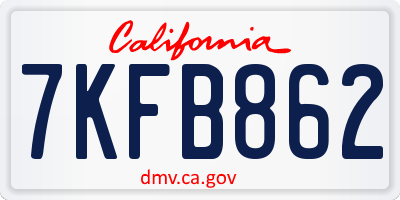 CA license plate 7KFB862