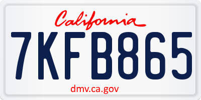 CA license plate 7KFB865