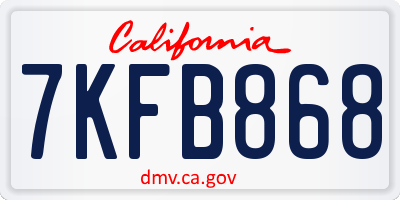 CA license plate 7KFB868