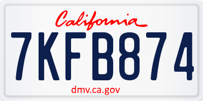 CA license plate 7KFB874