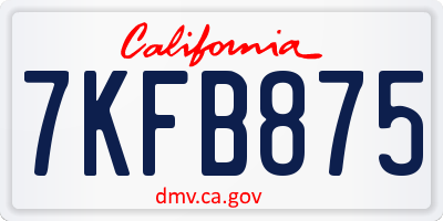 CA license plate 7KFB875