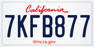 CA license plate 7KFB877