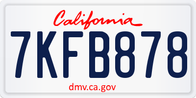 CA license plate 7KFB878