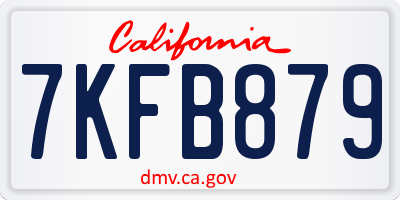 CA license plate 7KFB879