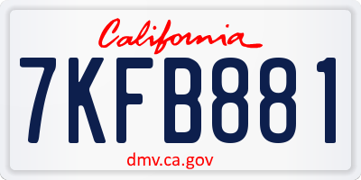 CA license plate 7KFB881
