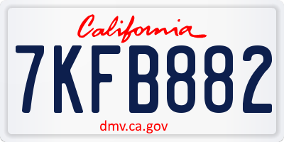 CA license plate 7KFB882