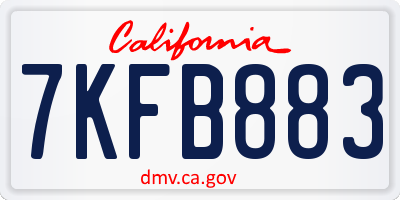 CA license plate 7KFB883