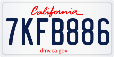 CA license plate 7KFB886
