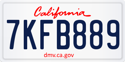 CA license plate 7KFB889