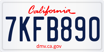 CA license plate 7KFB890