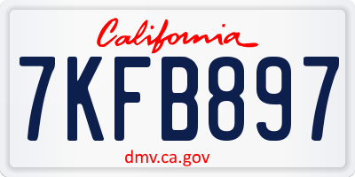 CA license plate 7KFB897