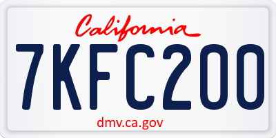 CA license plate 7KFC200