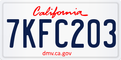 CA license plate 7KFC203