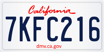 CA license plate 7KFC216