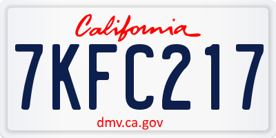 CA license plate 7KFC217