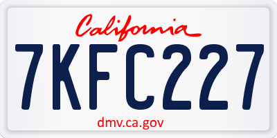 CA license plate 7KFC227