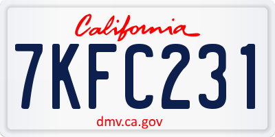 CA license plate 7KFC231