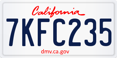 CA license plate 7KFC235