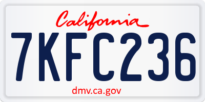 CA license plate 7KFC236